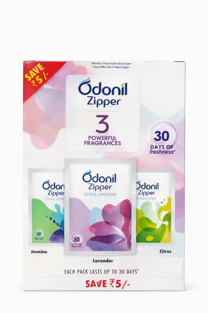 Odonil Zipper 3 powerful Fragrances, 30g