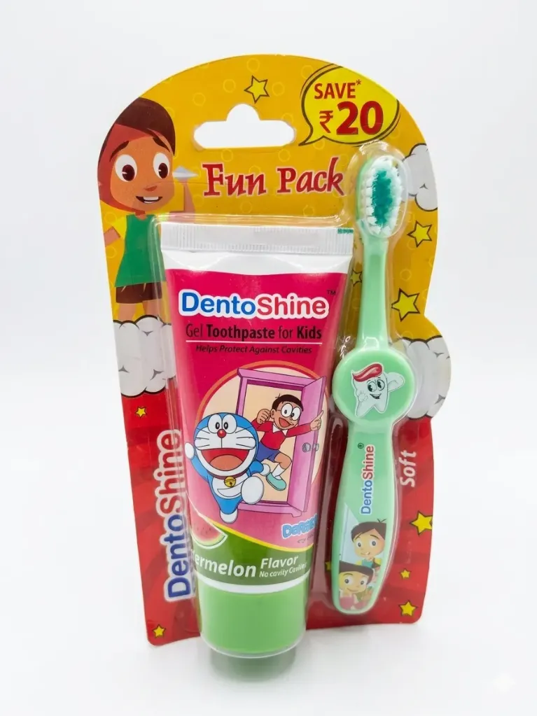 DentoShine Toothpaste for kids with free toothbrush 80g