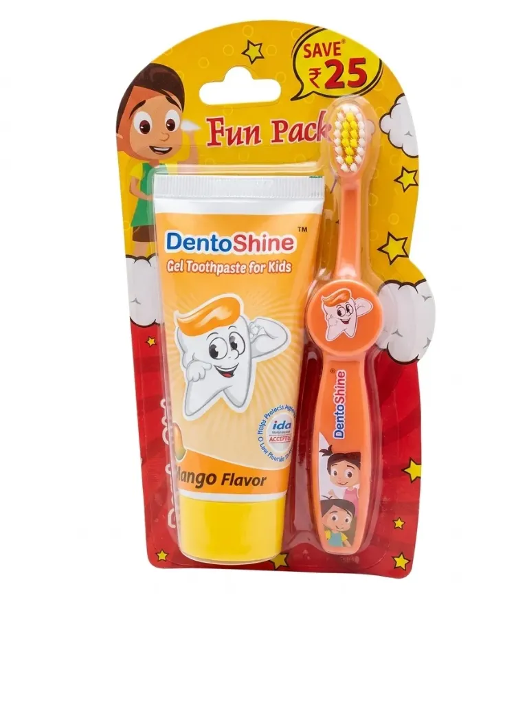 DentoShine Toothpaste for kids with free toothbrush 80g