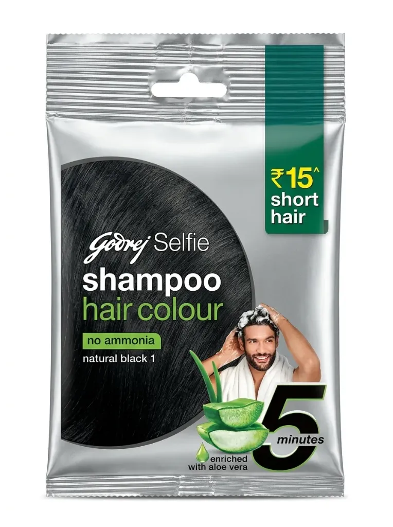 Godrej Selfie Shampoo Hair Colour (Natural Black), 40g