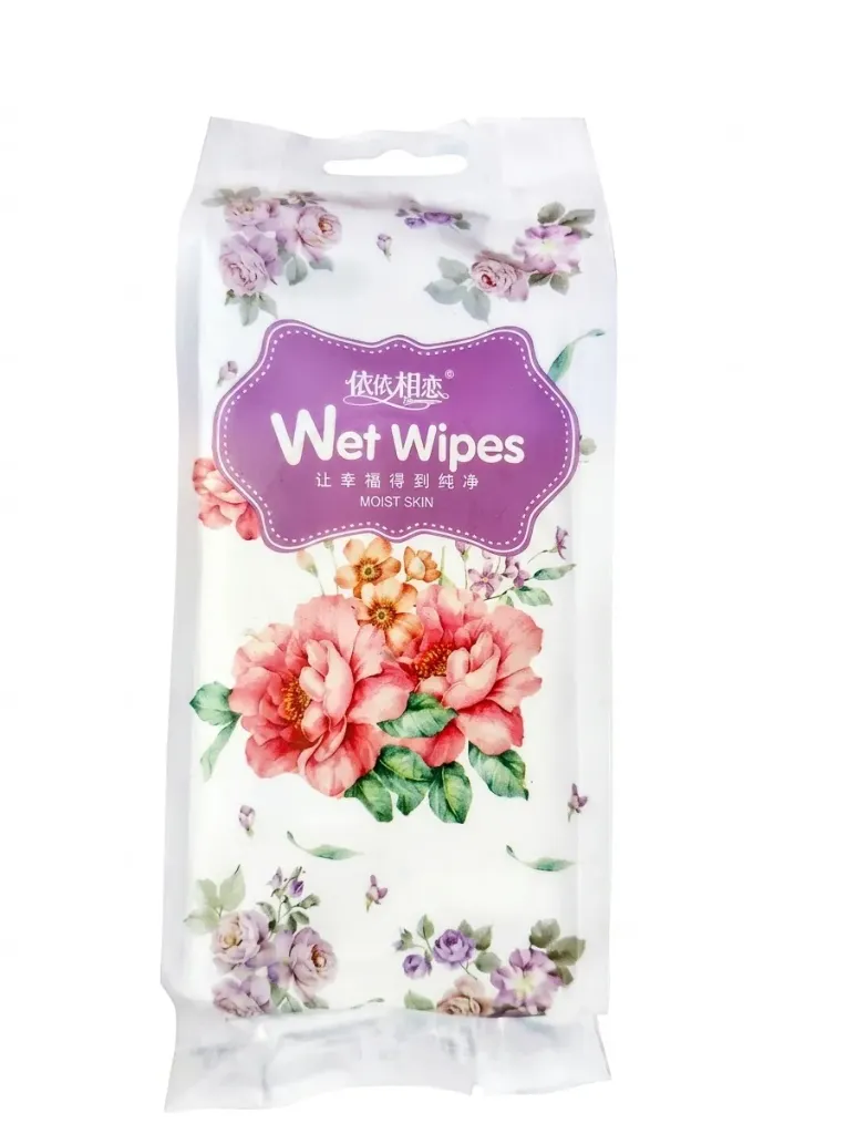 Floral Wet Wipes - Rose Flowers, 10Pcs