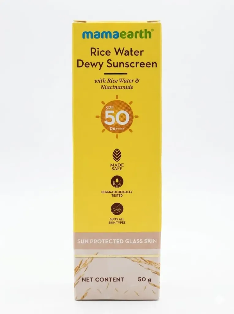 Mamaearth Rice Water Dewy Sunscreen SPF 50 PA++++, 50g