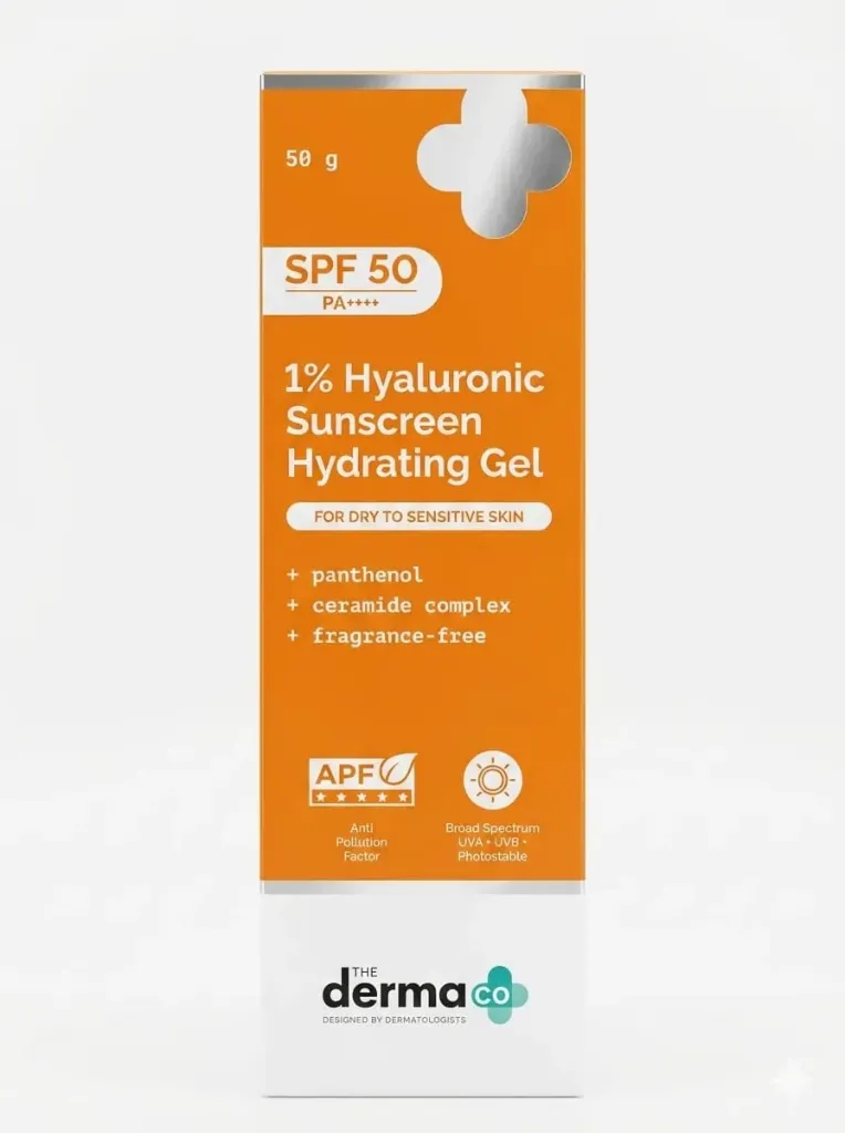 The Derma Co 1% Hyaluronic Sunscreen Hydrating Gel SPF 50 PA++++, 50g