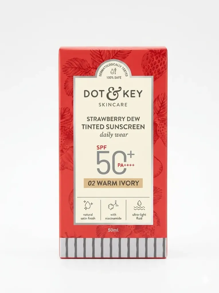 Dot & Key Strawberry Dew Tinted Sunscreen SPF 50+ PA++++ (Warm Ivory), 50ml