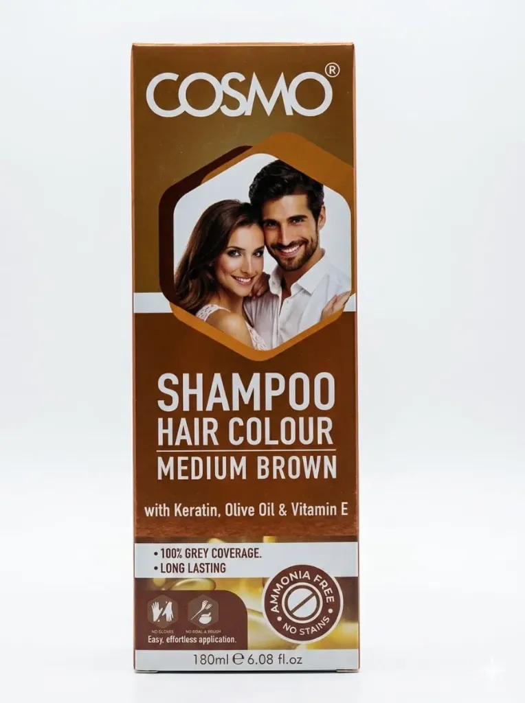 Cosmo Shampoo Hair Colour Medium Brown, 180ml