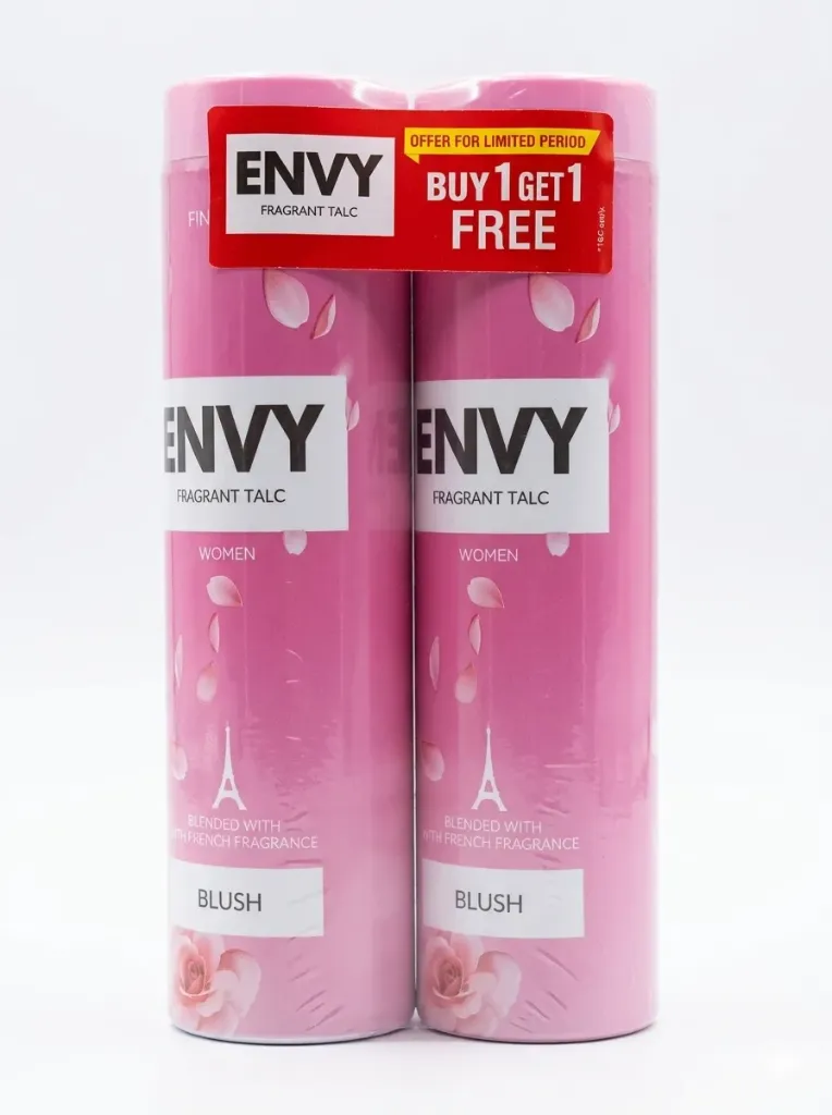 Envy Women Blush Fragrant Talc (Buy 1 Get 1), 100g+100g Free