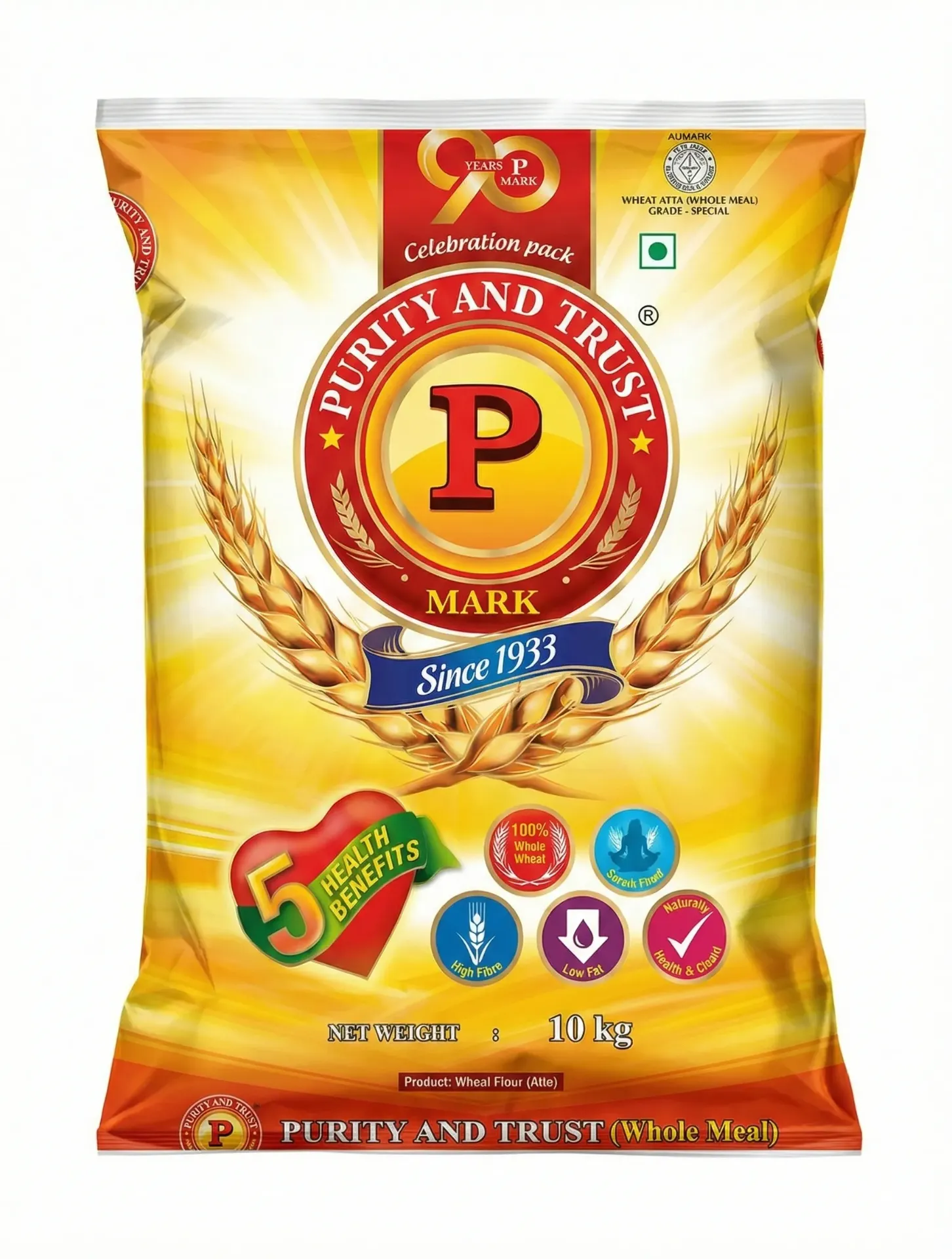 P Mark Wheat Chakki Atta, 10kg
