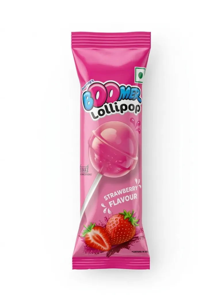 Boomer Strawberry Lollipop.