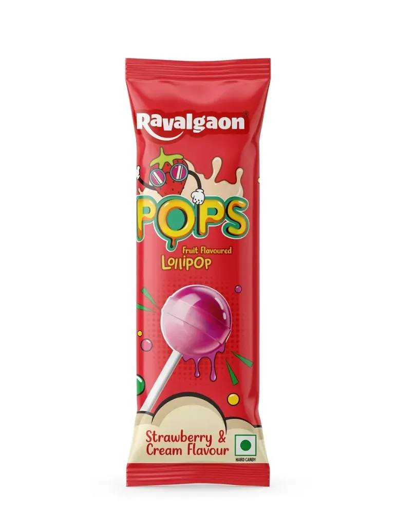 Ravalgaon Pops Strawberry & Cream Lollipop.