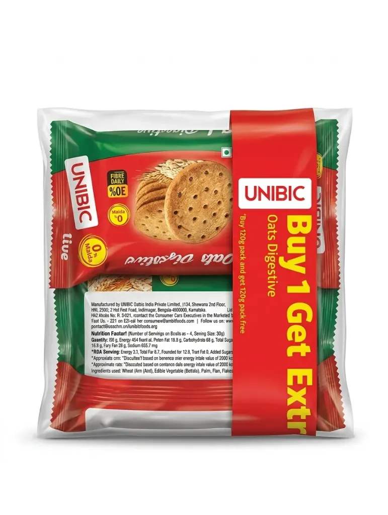 Unibic Oats Digestive Cookies (Two Packs), 120g