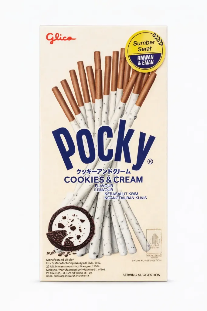 Pocky Cookies & Cream Flavoured Biscuit Sticks, 30g