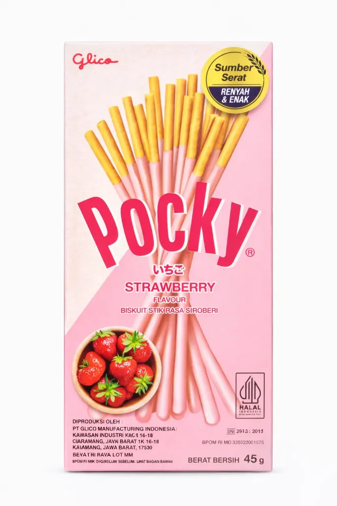 Pocky Strawberry Flavoured Biscuit Sticks, 45g