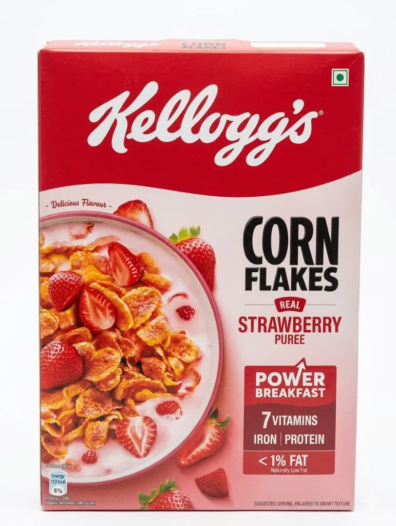 Kellogg’s Corn Flakes Real Strawberry Puree Power Breakfast, 300g